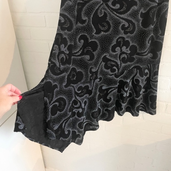 Vintage Y2K Maxi Skirt Asymmetrical Glittery Slinky Dark Romantic Goth Black 10P - Picture 9 of 12